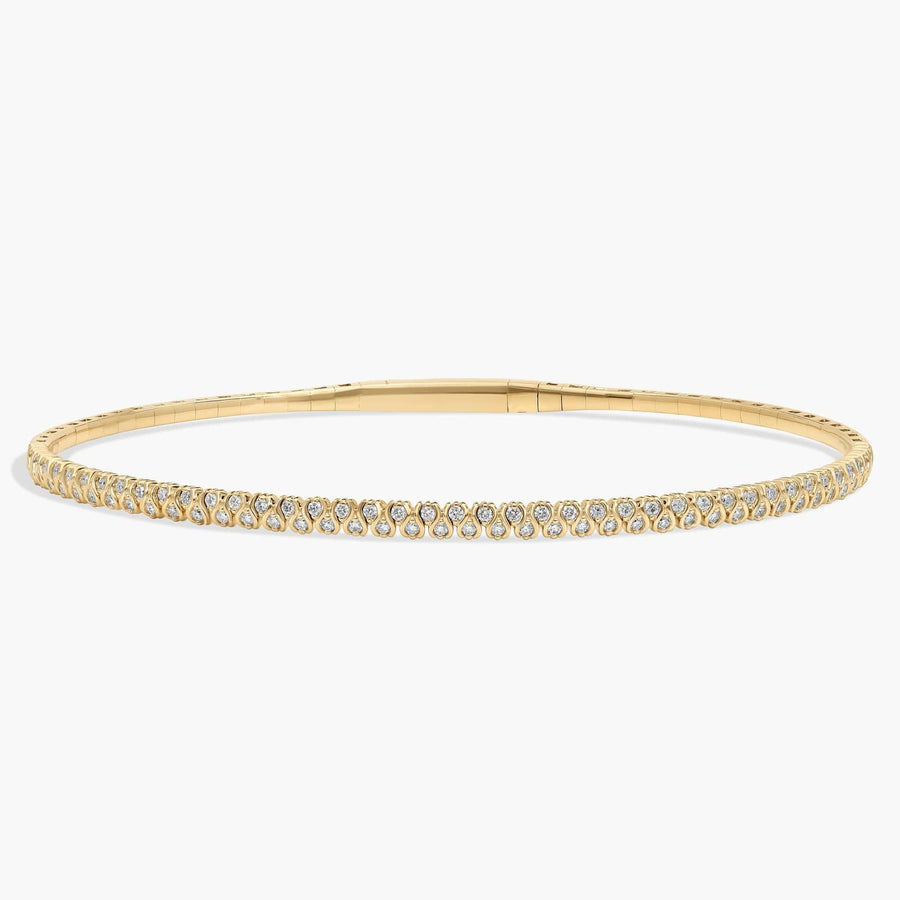 Honeycombed Diamond Flex Bangle Bracelet in 14K Yellow Gold