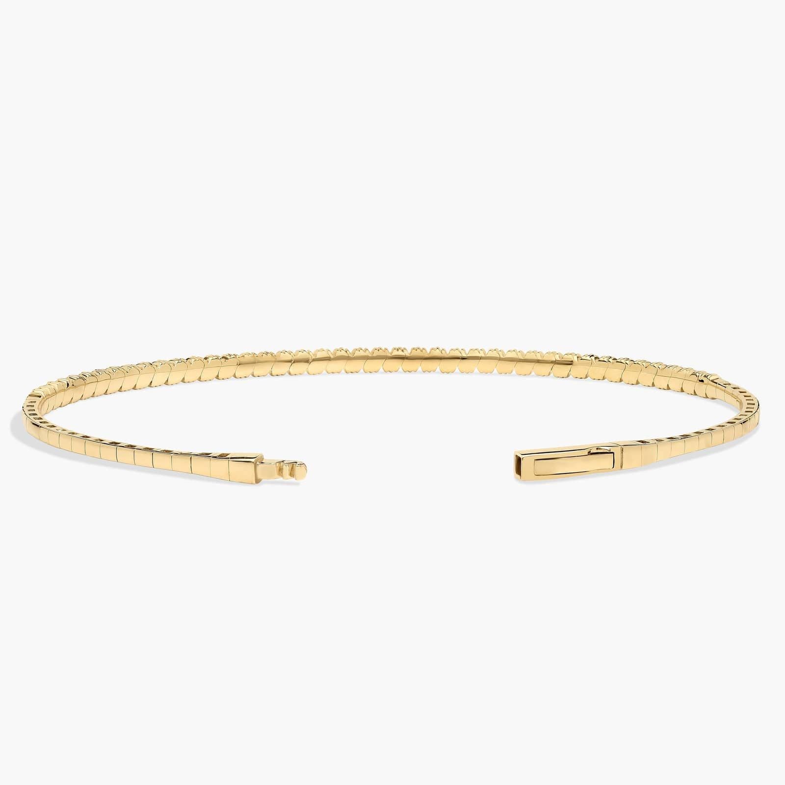 Honeycombed Diamond Flex Bangle Bracelet in 14K Yellow Gold
