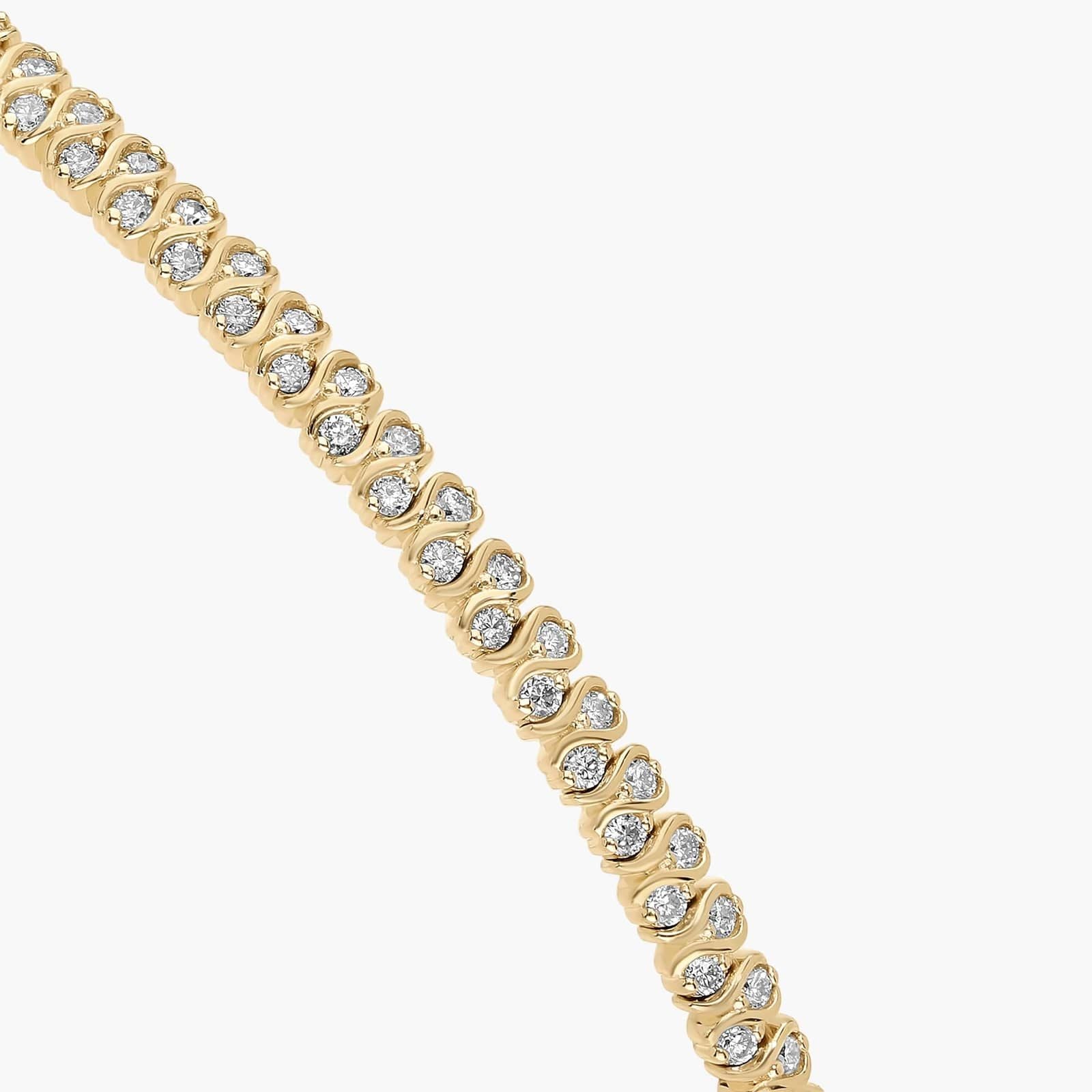 Honeycombed Diamond Flex Bangle Bracelet in 14K Yellow Gold