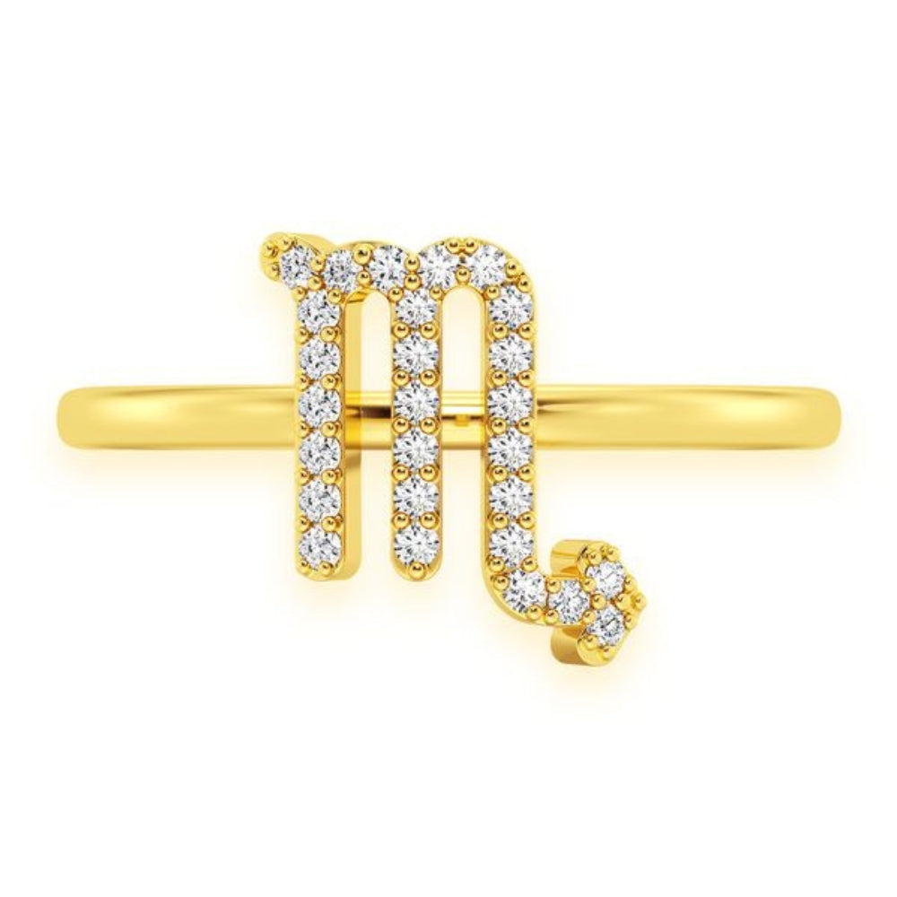 Scorpio Zodiac Diamond Ring 14k Solid Gold 0.10ctw