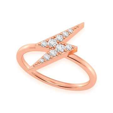 Lightning Bolt Diamond Ring 14k Solid Gold