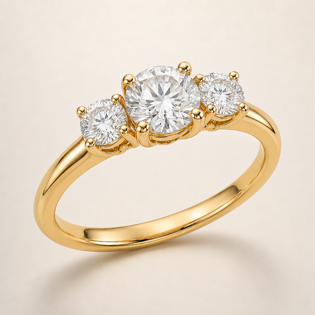 Round three-stone diamond engagement ring setting – 1Luxury Miami