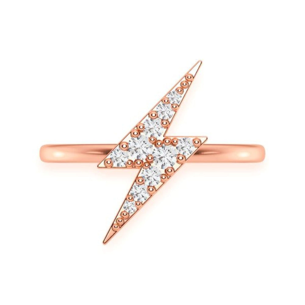 Lightning Bolt Diamond Ring 14k Solid Gold