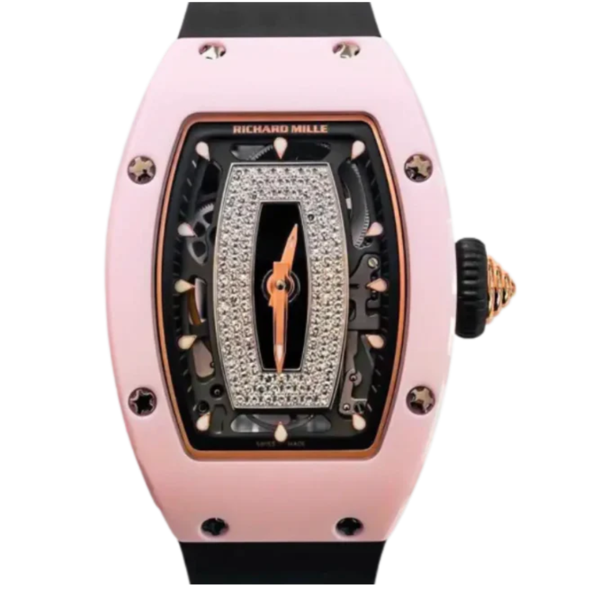 RM 07-01 Pink Ceramic Rubber Strap Pink Ceramic Case