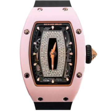 RM 07-01 Pink Ceramic Rubber Strap Pink Ceramic Case