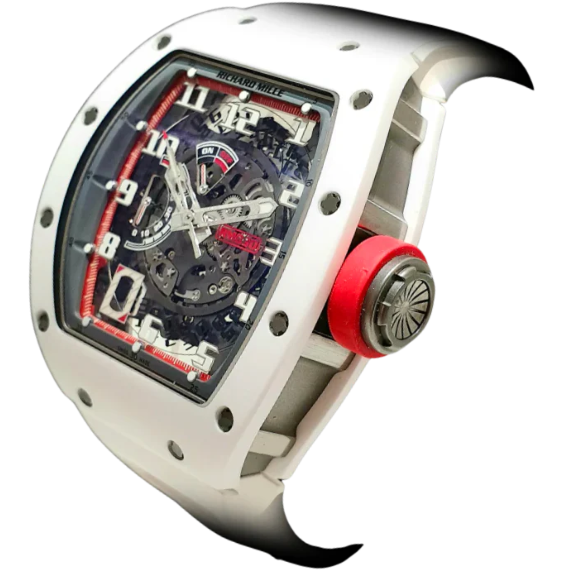RM 030 Japan Limited Edition Automatic White Rubber Strap White Ceramic Case