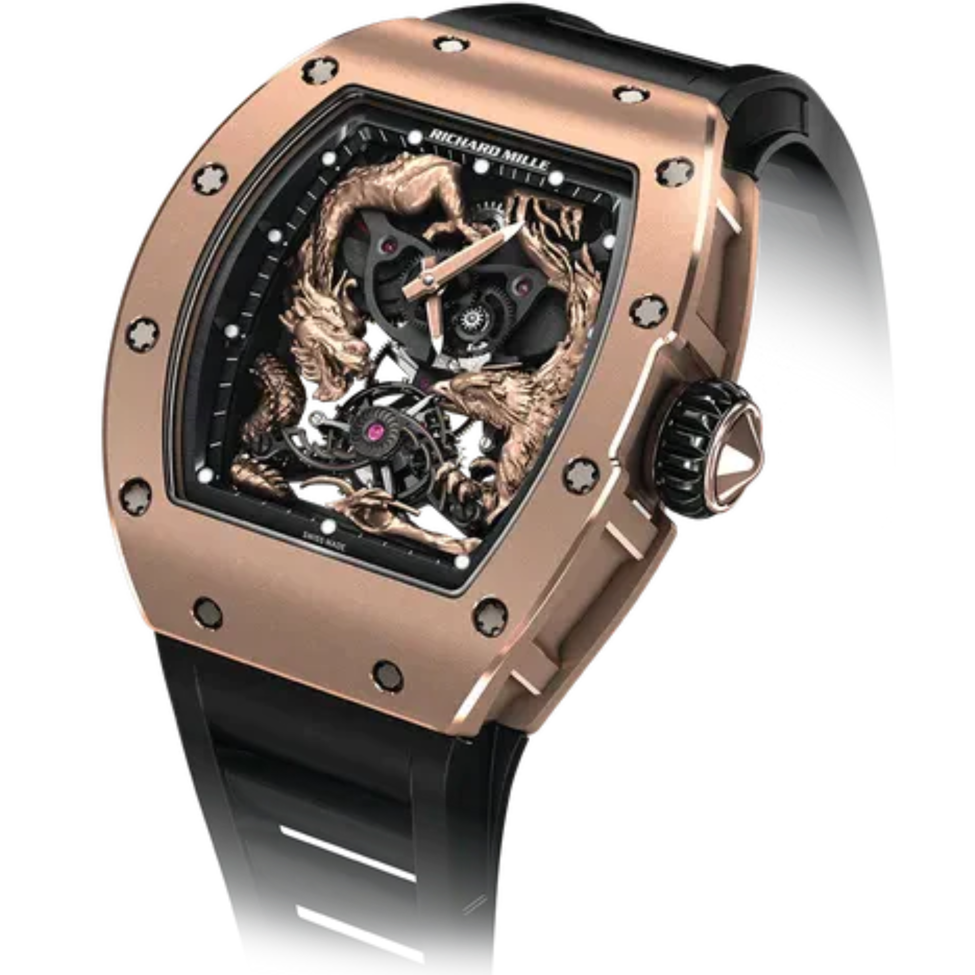 RM 57-01 Tourbillon Jackie Chan Rubber Strap 3N Rose Gold the Phoenix and the Dragon Rose Gold Case
