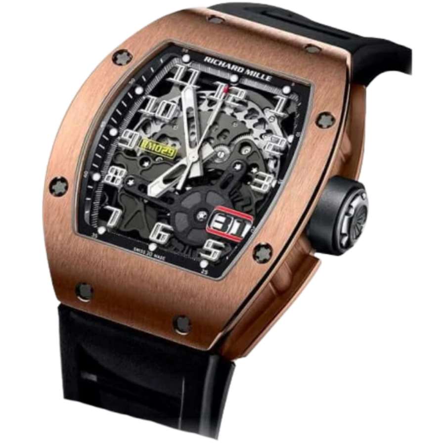 Richard Mille RM 029 Rose Gold Diamond-Set Rubber Strap luxury watch at 1Luxury Miami