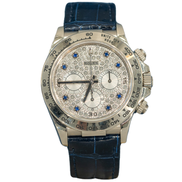 Rolex Daytona Ref. 16519LN Pave Dial Sapphire Marker on Leather
