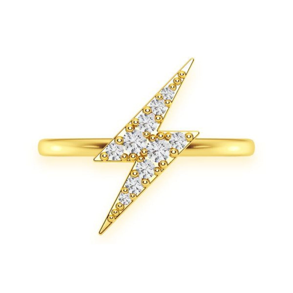 Lightning Bolt Diamond Ring 14k Solid Gold