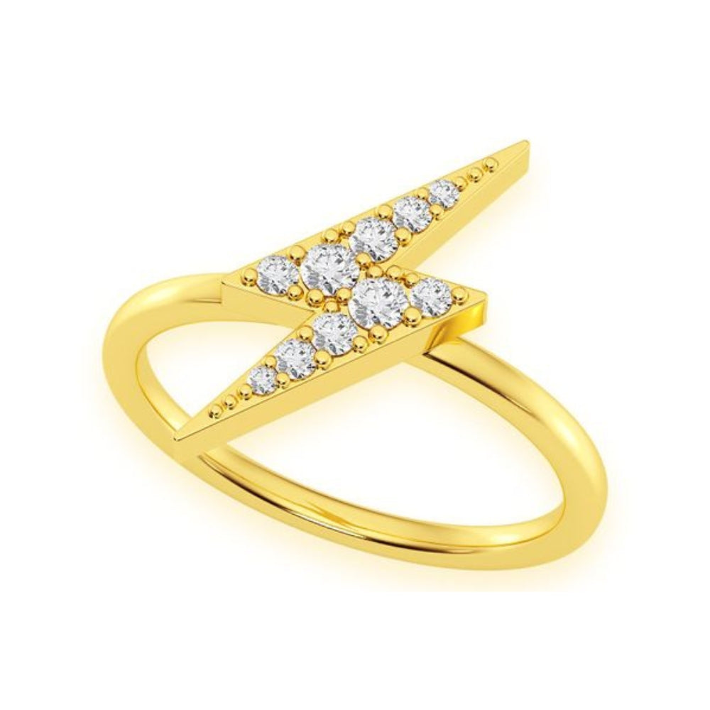 Lightning Bolt Diamond Ring 14k Solid Gold