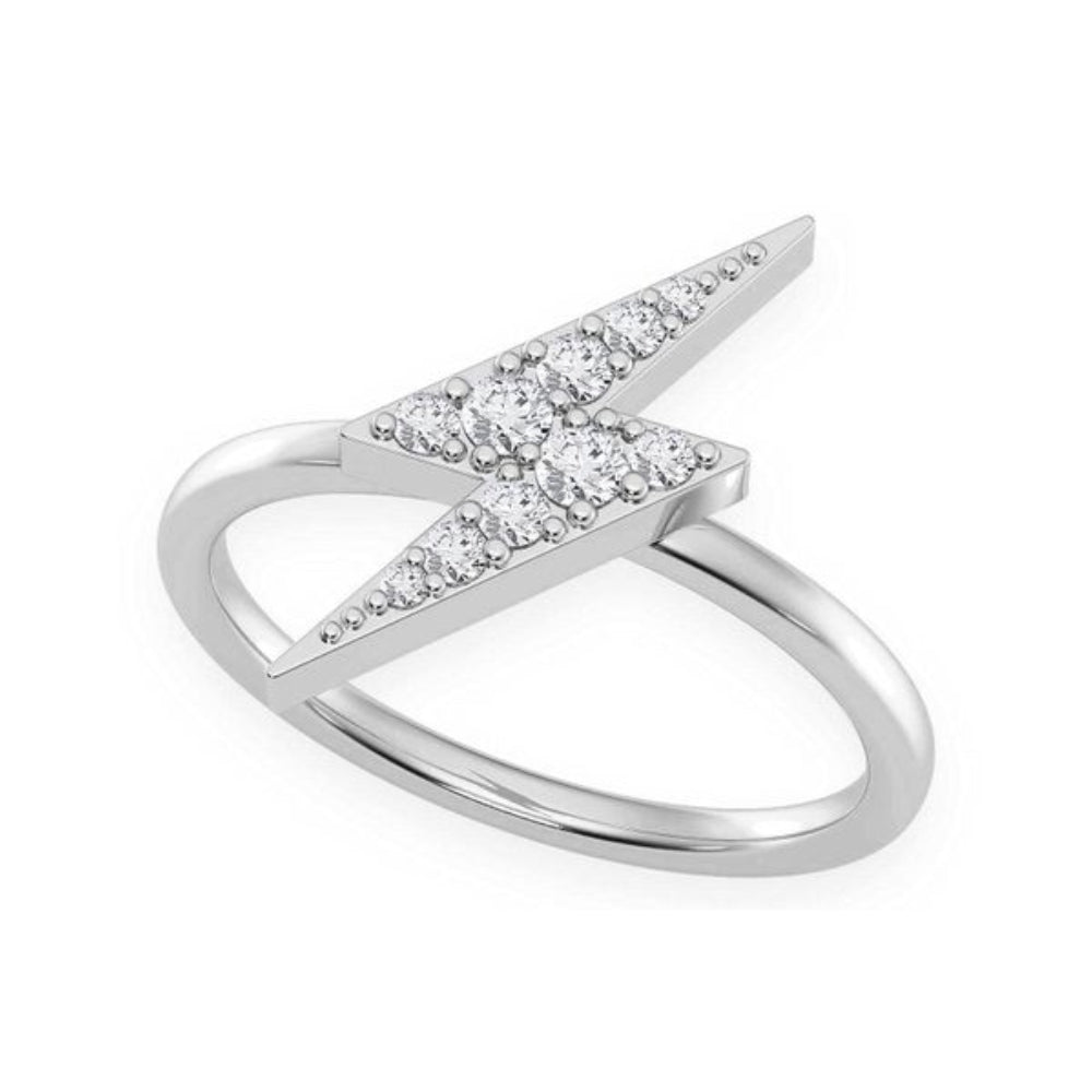 Lightning Bolt Diamond Ring 14k Solid Gold