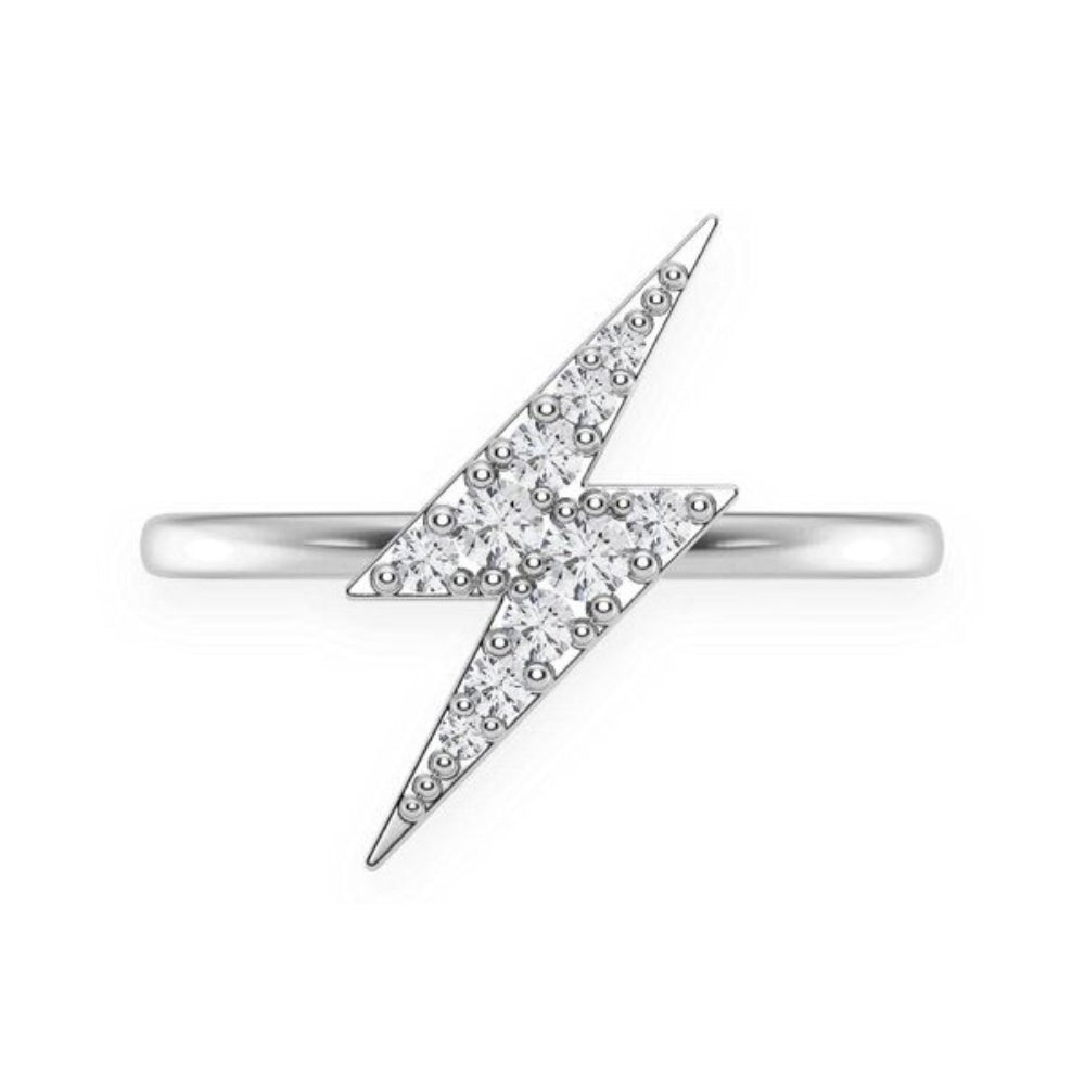 Lightning Bolt Diamond Ring 14k Solid Gold