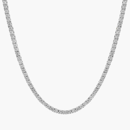 7Ct Straight Diamond Tennis Eternity Necklace In 14K White Gold