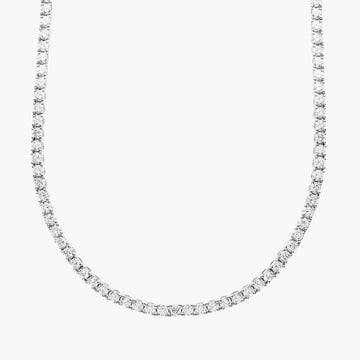 10 Ct Straight Diamond Tennis Eternity Necklace In 14K White Gold