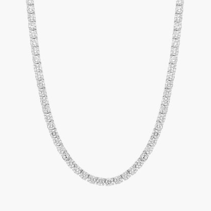 12Ct Straight Diamond Tennis Necklace In 14K White Gold
