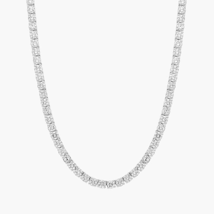 12Ct Straight Diamond Tennis Necklace In 14K White Gold
