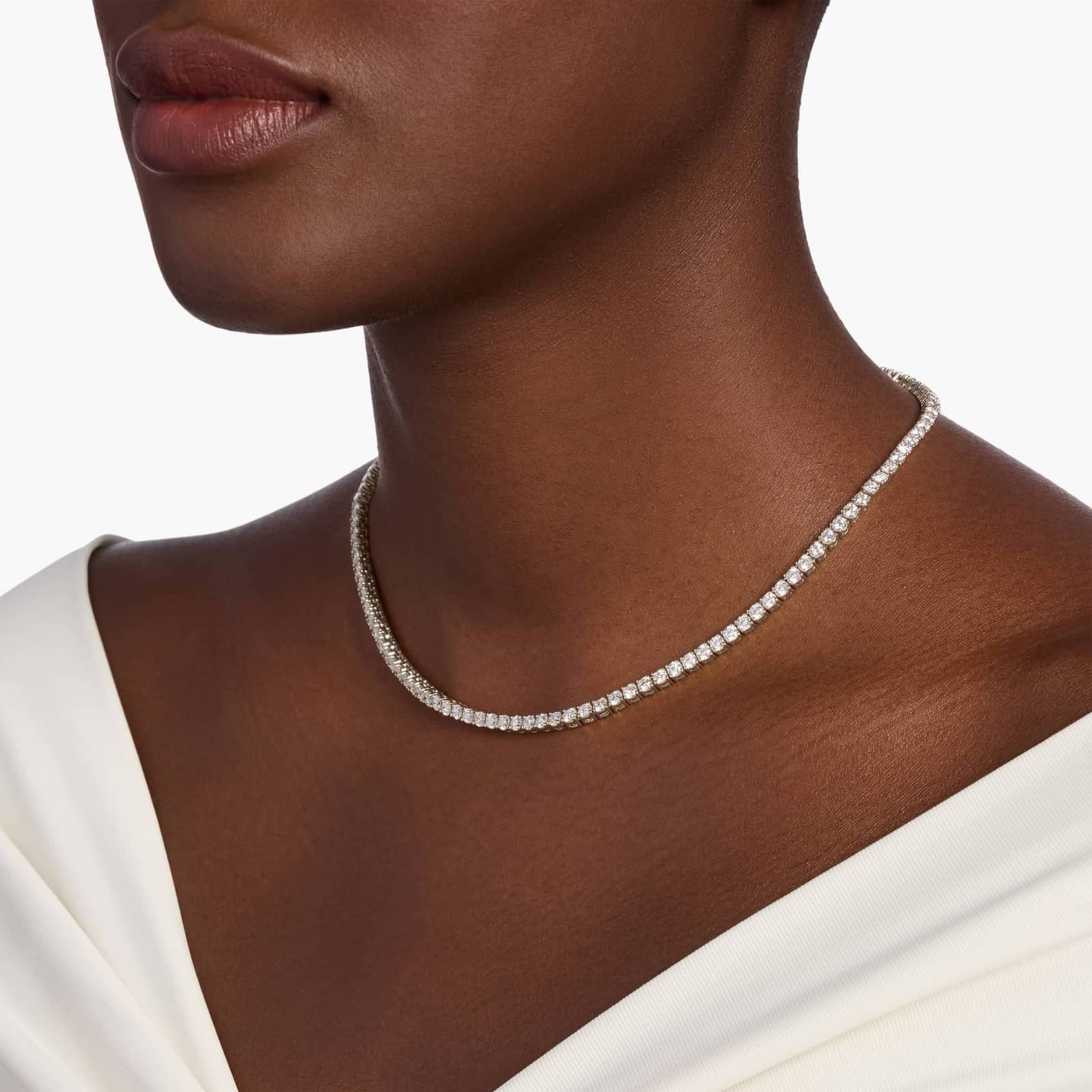 16 " Straight Diamond Eternity Necklace In 14K White Gold (12 Ct. tw. - H-I / SI1-SI2)