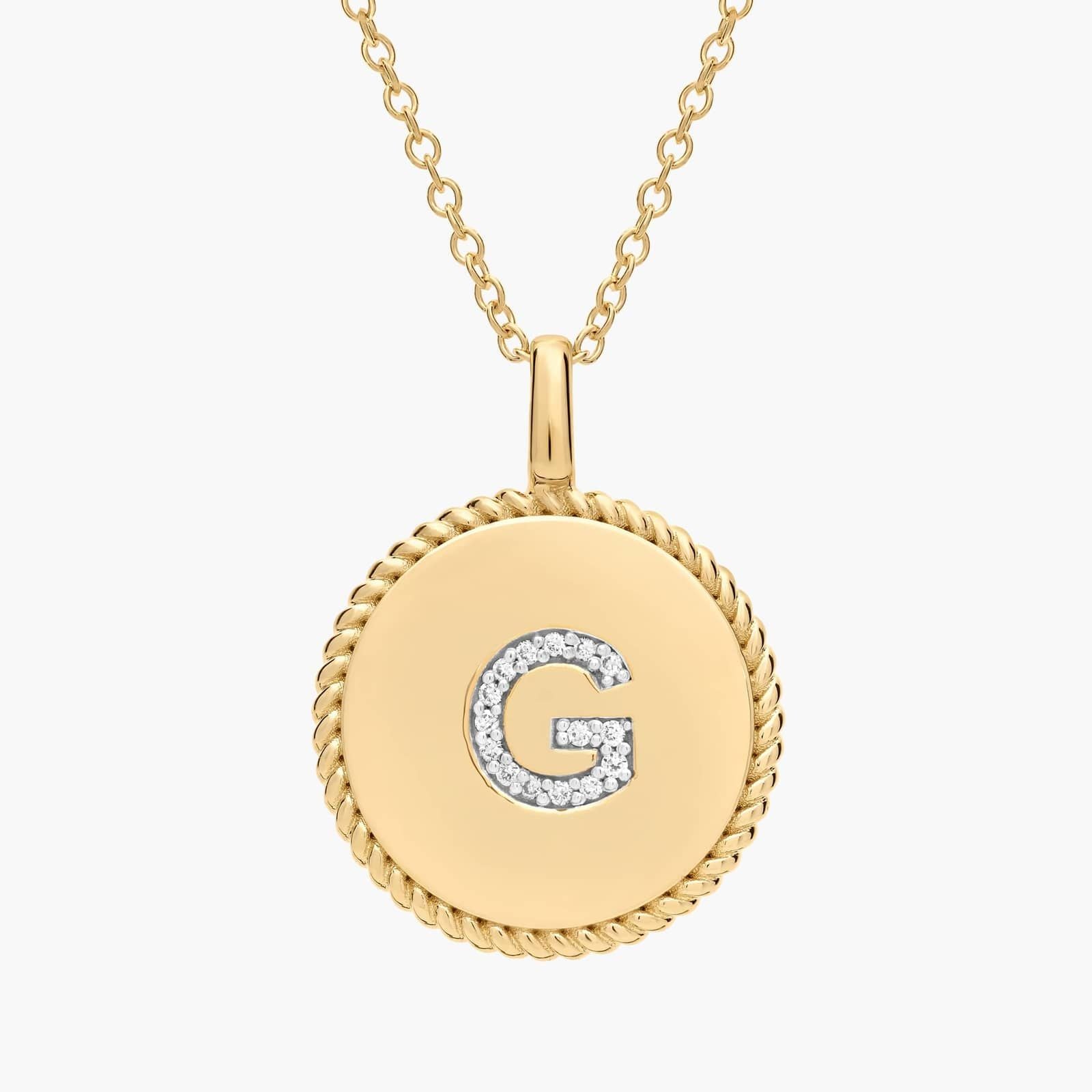Pavé Diamond Letter G Initial Pendant in 14K Yellow Gold