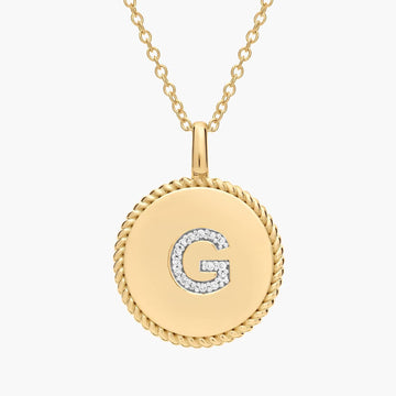 Pavé Diamond Letter G Initial Pendant in 14K Yellow Gold