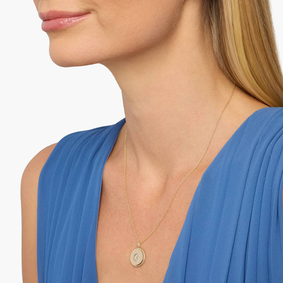 Pavé Diamond Letter G Initial Pendant in 14K Yellow Gold
