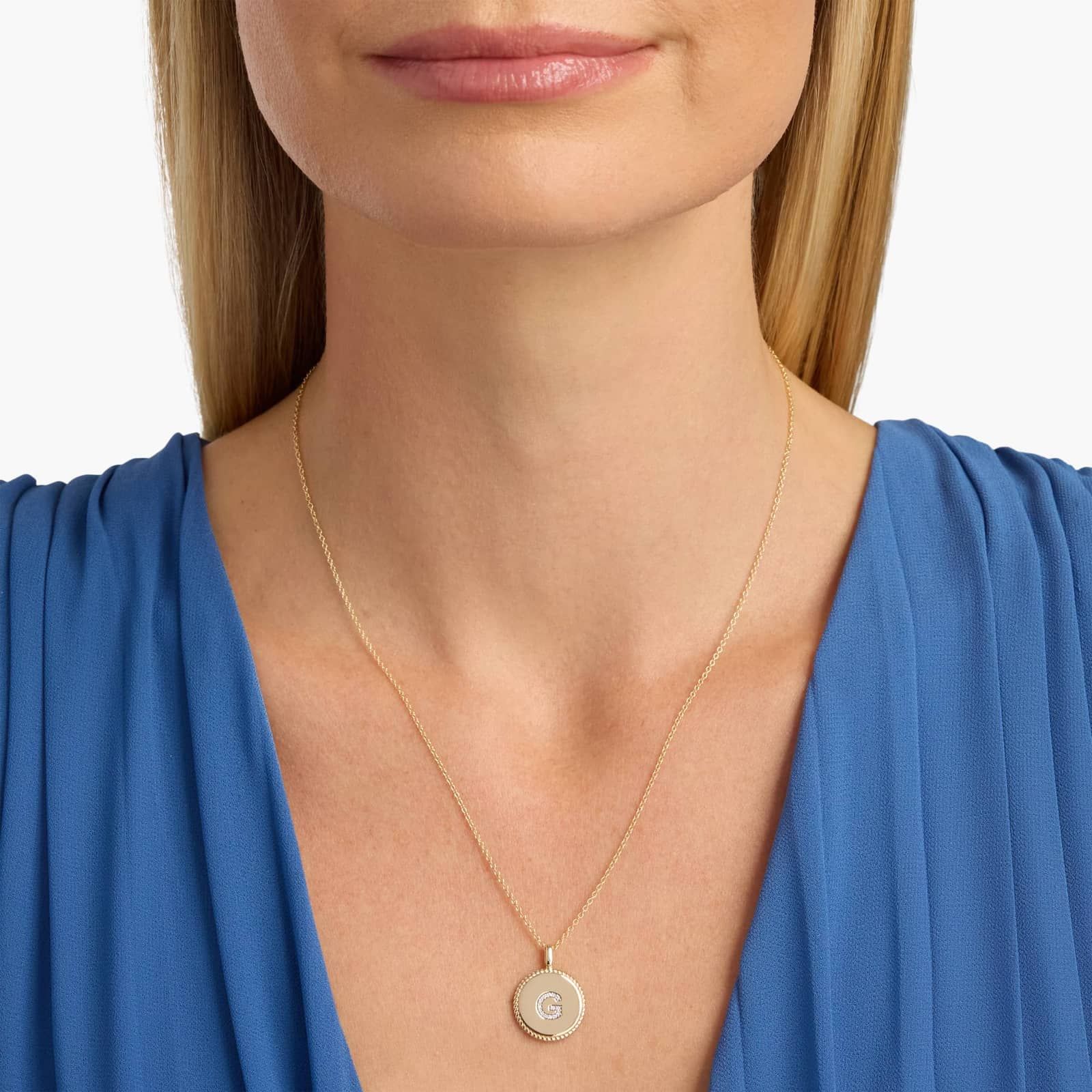 Pavé Diamond Letter G Initial Pendant in 14K Yellow Gold