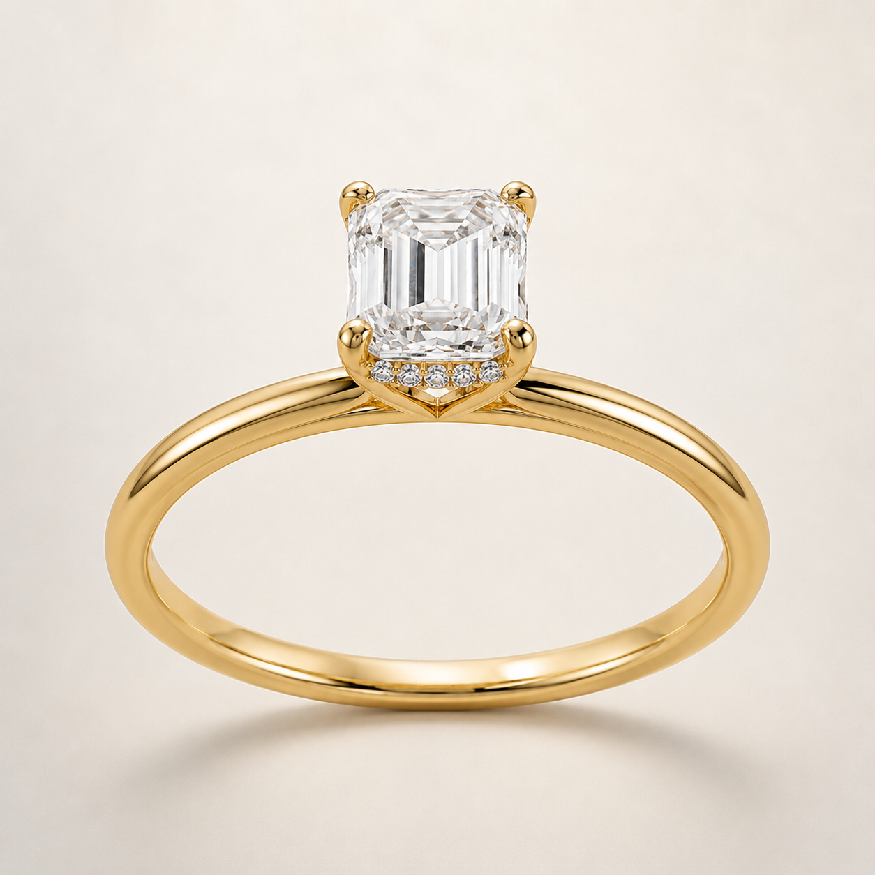 Emerald Hidden Halo Diamond Engagement Ring Setting — additional product image