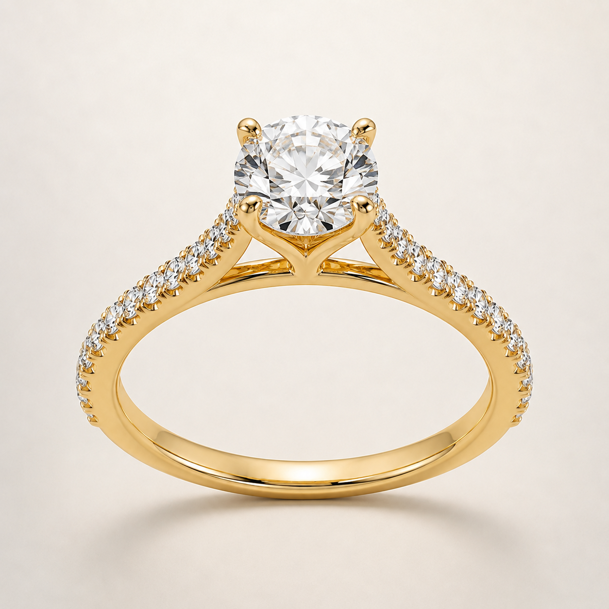 Round Cathedral Pavé Diamond Engagement Ring Setting — additional product image