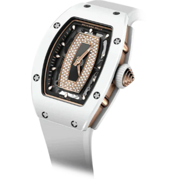 RM 07-01 White Ceramic Rubber Strap Red Gold and White Ceramic Case