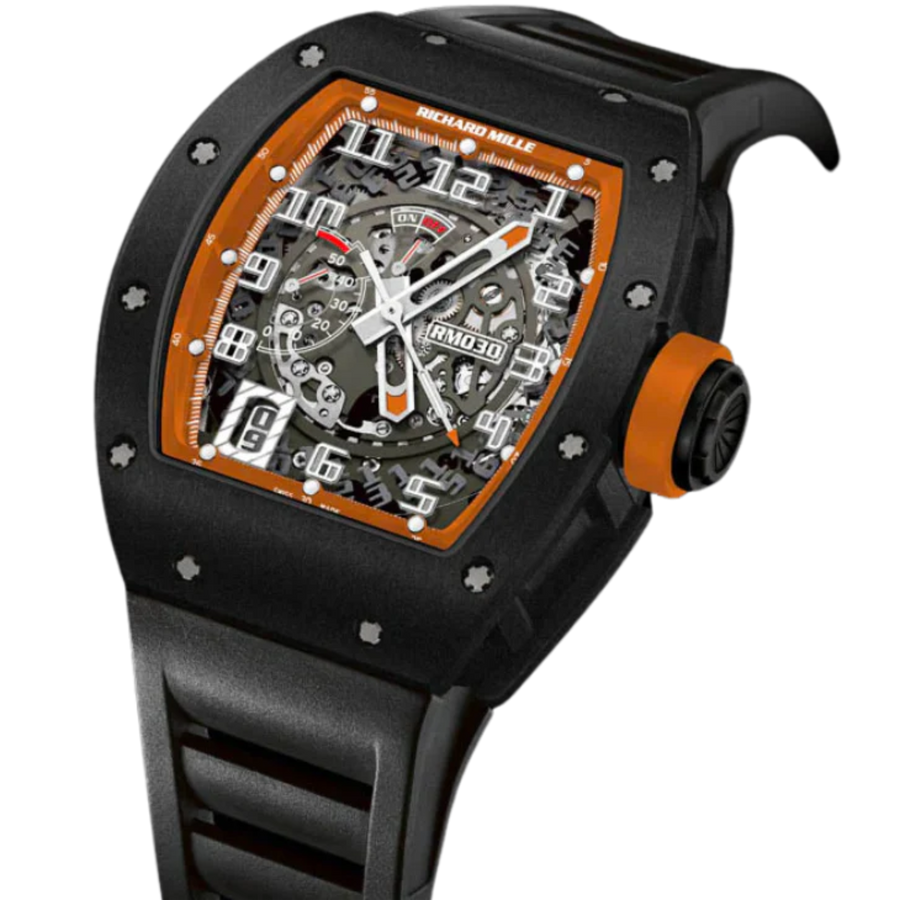 Richard Mille RM 030 Carbon TPT Diamond-Set Rubber Strap luxury watch at 1Luxury Miami