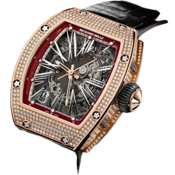 RM 023 White Gold Diamond Set Rubber Strap White Gold Diamond Set Case