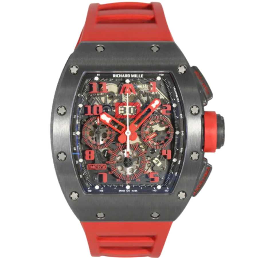 Richard Mille RM 011 Titanium Diamond-Set Rubber Strap luxury watch at 1Luxury Miami