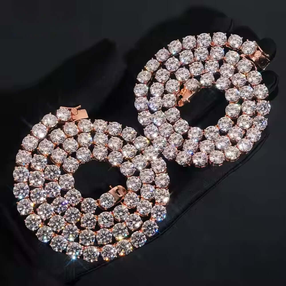 Rose Gold Moissanite Tennis Chain- 8mm
