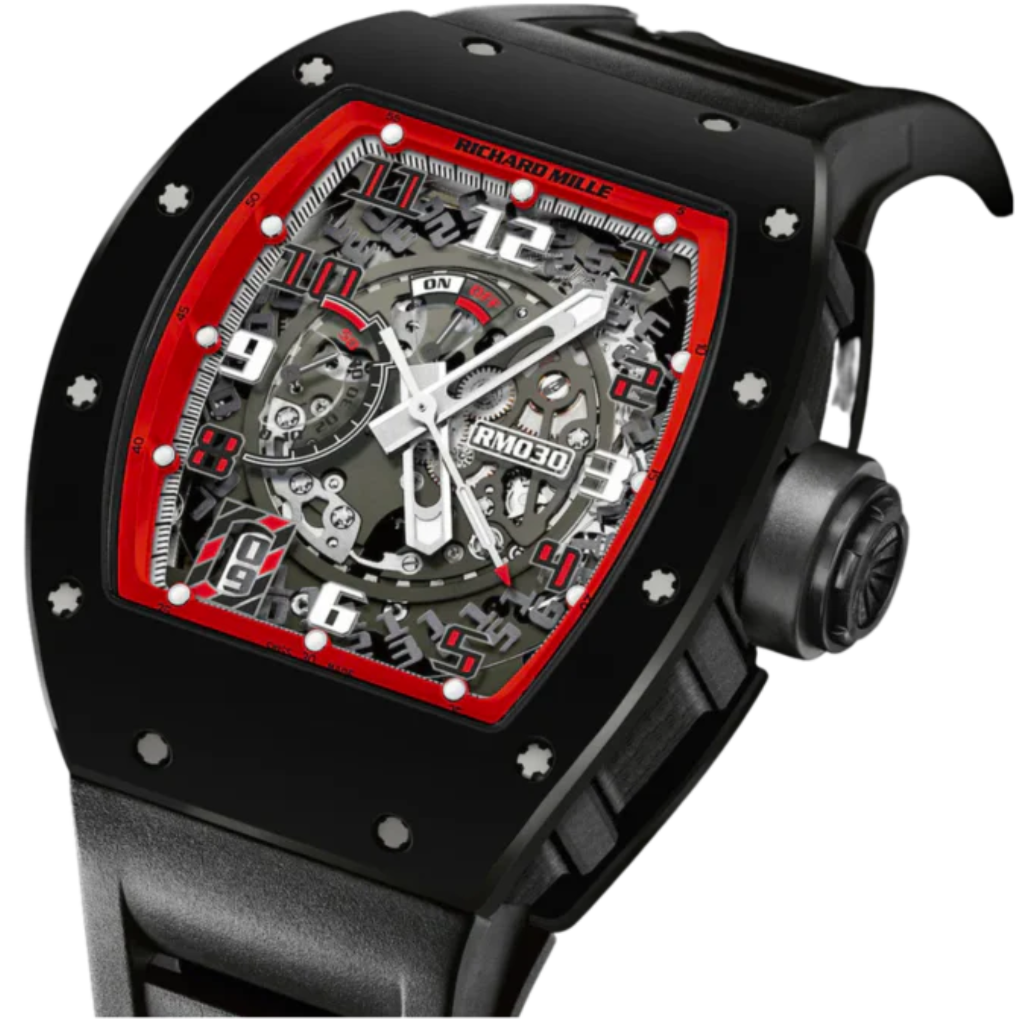 RM 030 Black Dash Limited Edition Automatic Grey Rubber Strap Titanium Bezel