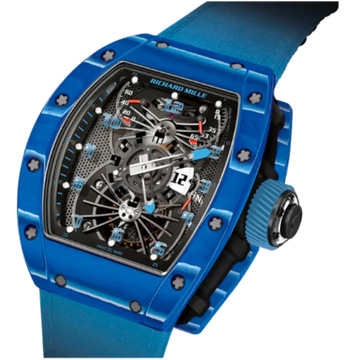 RM 022 Tourbillon Aerodyne Dual Time Blue Rubber Strap Carbon Case