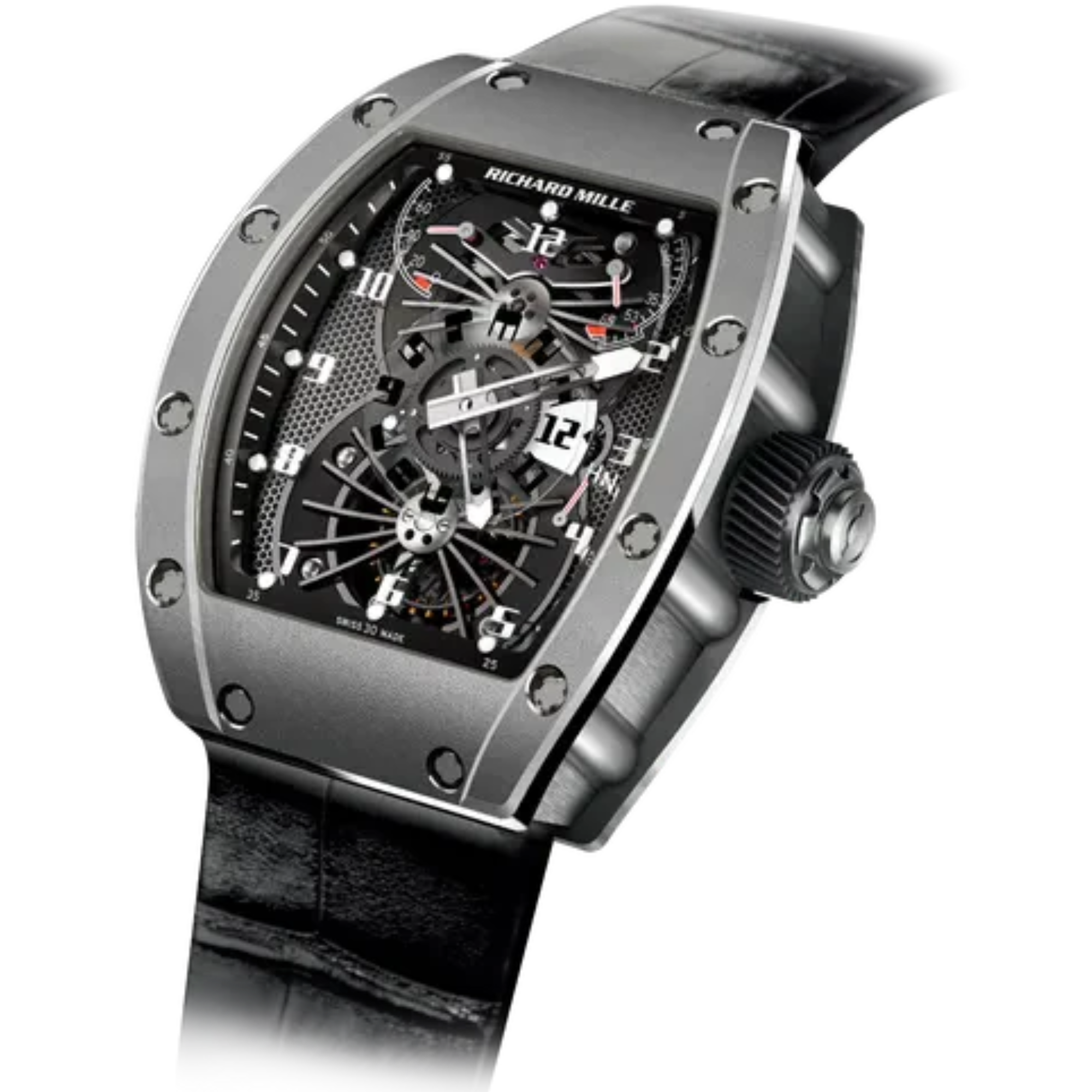 RM 022 Tourbillon Aerodyne Dual Time Zone Rubber Strap White Gold Case
