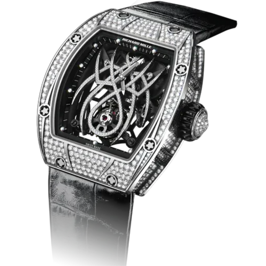 Richard Mille RM 19-01 White Gold Diamond-Set White Gold Set With Diamonds Dial Leather Strap luxury watch at 1Luxury Miami