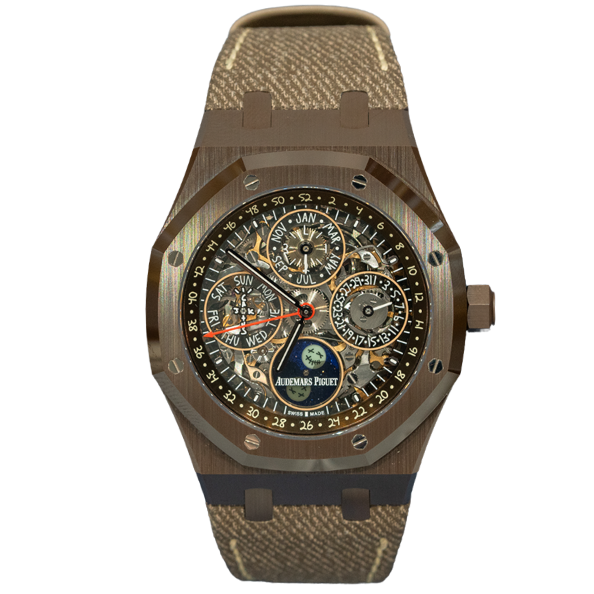 Audemars Piguet “Cactus Jack” Ref. 26585CM.OO.D301VE.01 Brown Ceramic Perpetual Calendar on Strap