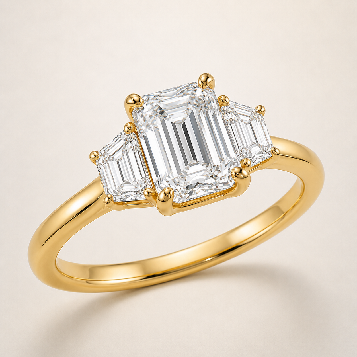 Emerald three-stone diamond engagement ring setting – 1Luxury Miami