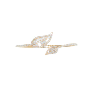 Leaf Shaped Bangle With Diamond's & Baguette's