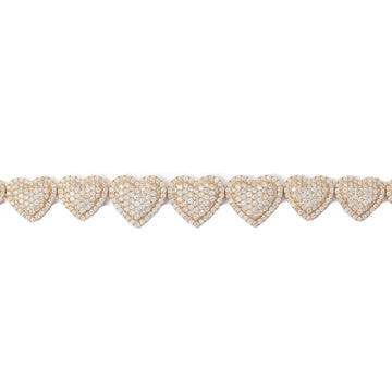 8.00 CTW Diamond Heart Bracelet in 10K Yellow Gold, 8 Inch