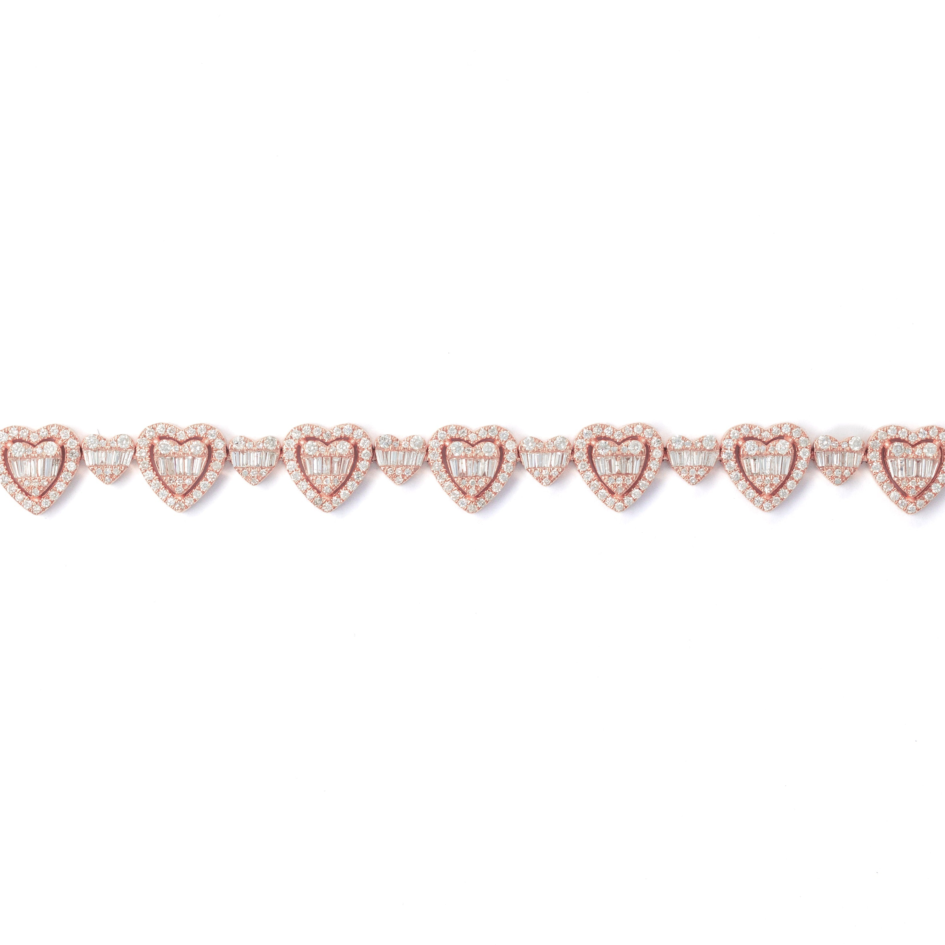 Heart Bracelet With Diamonds & Baguettes