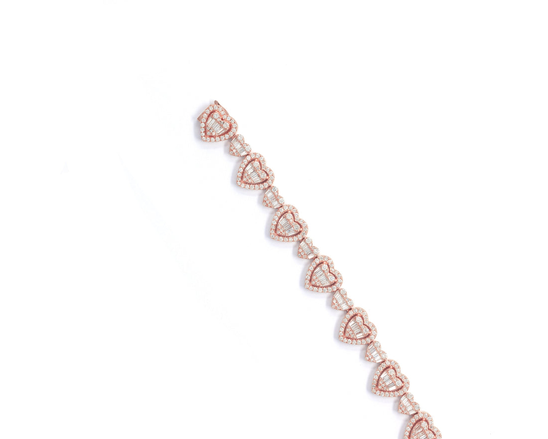 Heart Bracelet With Diamonds & Baguettes