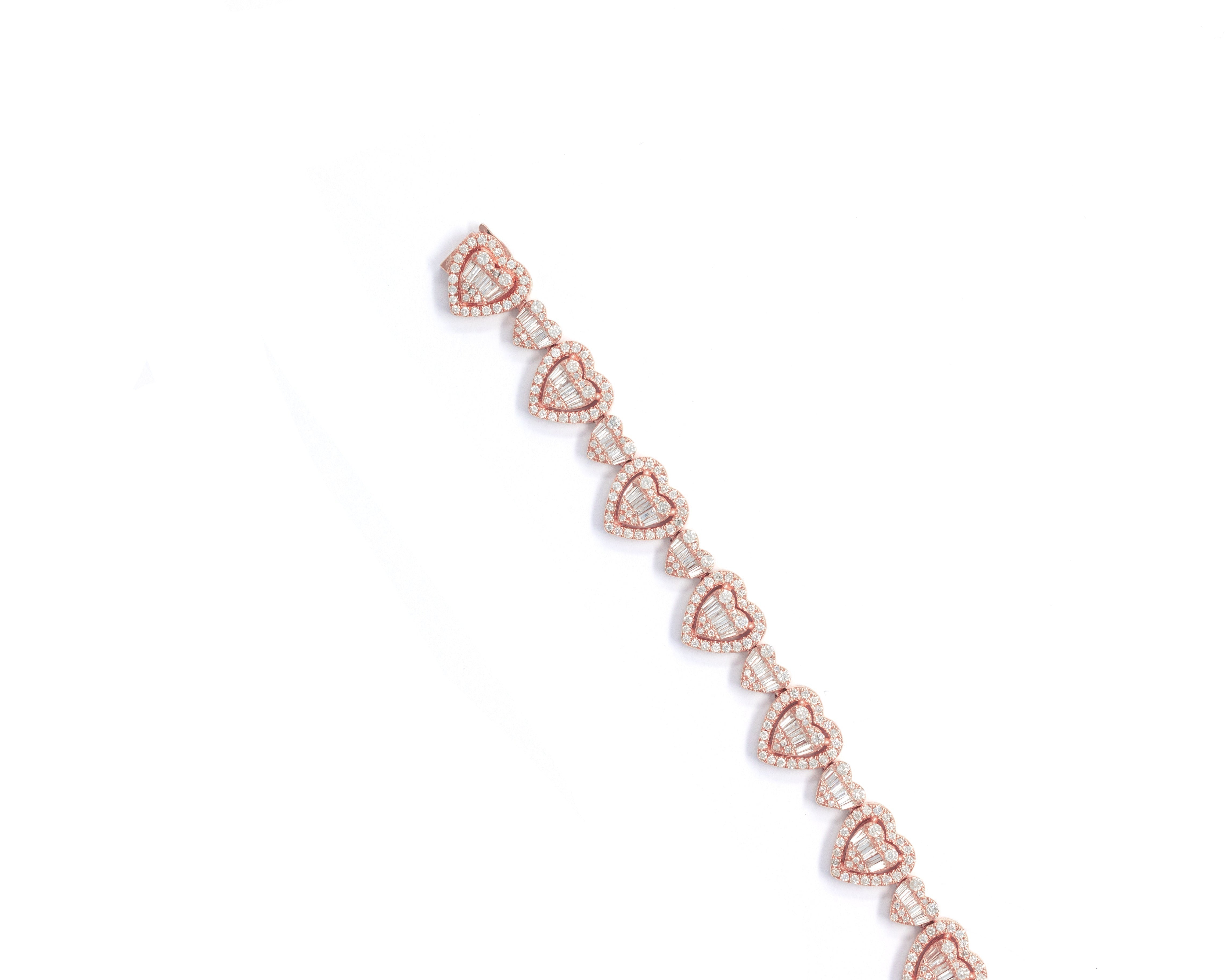 Heart Bracelet With Diamonds & Baguettes