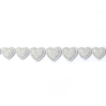 8.00 CTW Diamond Heart Bracelet in 10K White Gold, 8 Inch – Style II