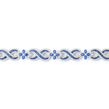 Diamond Infinity Link Bracelet, 10K White Gold, DIA-4.20 CT / S-9.88 CT, 8 Inch product photo