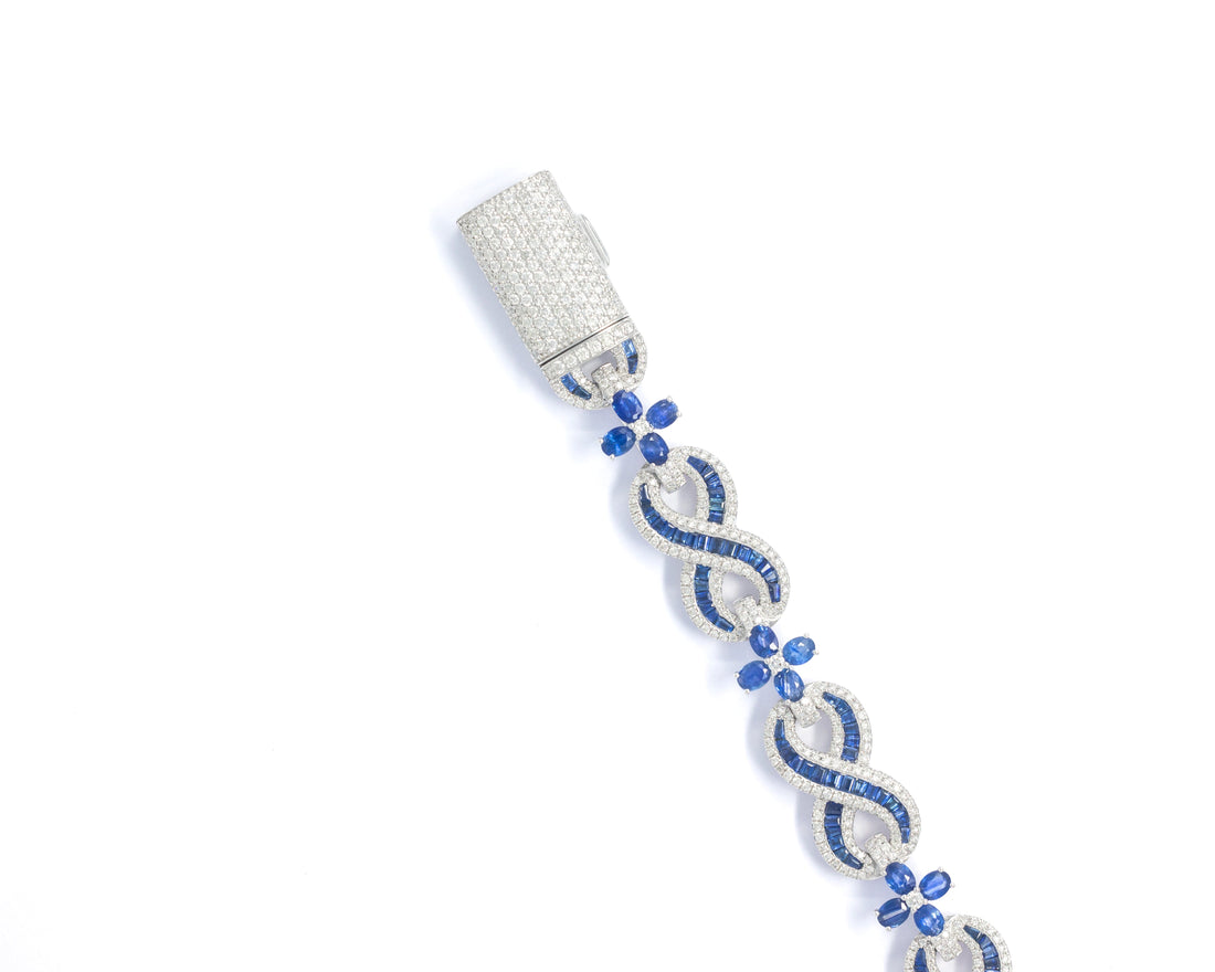 Infinity Bracelet With Diamonds & Sapphires