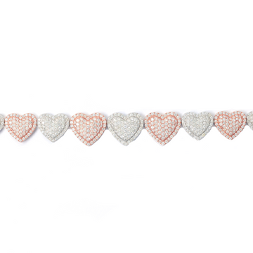 8.00 CTW Diamond Heart Bracelet in 10K White Gold, 8 Inch – Style I