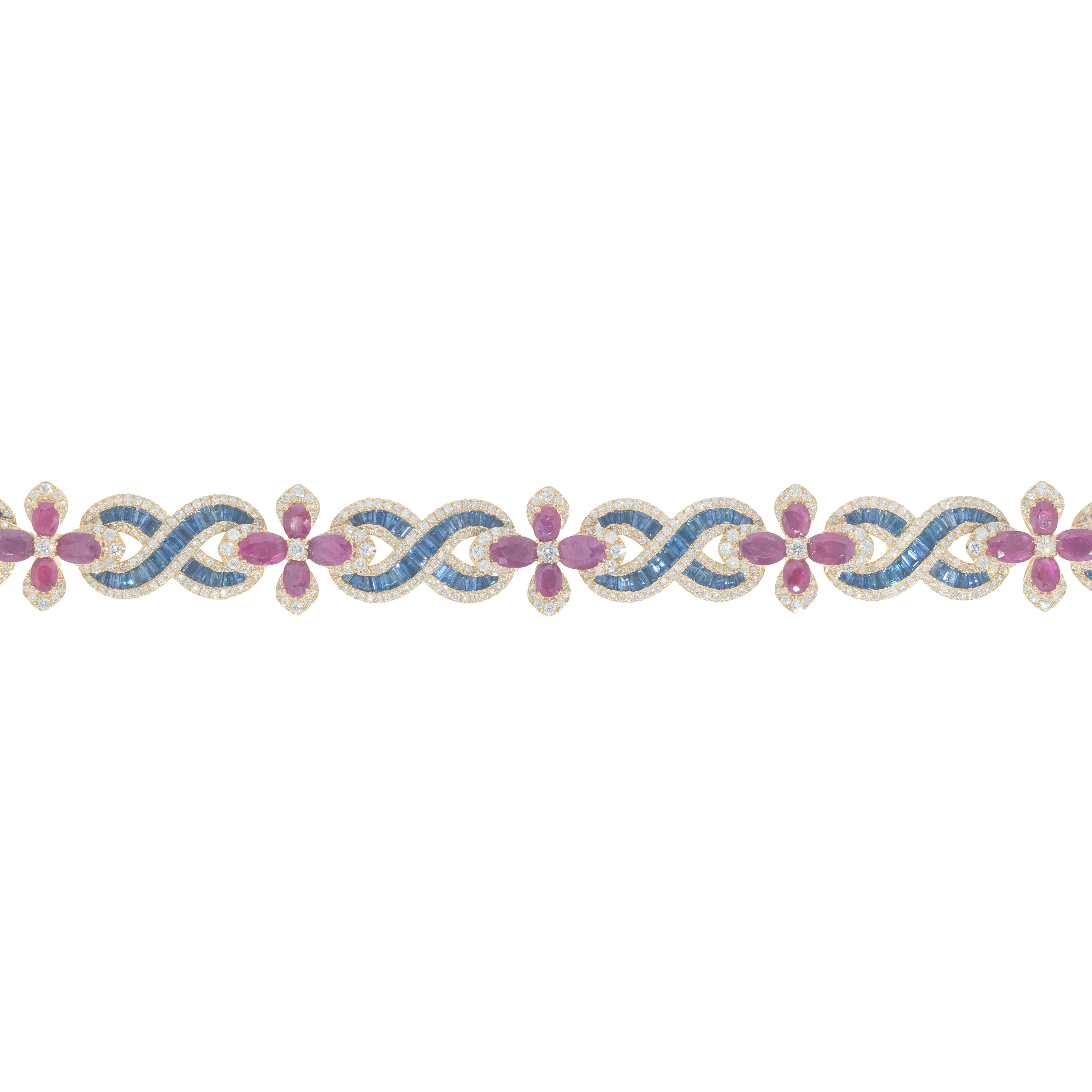 Infinity Link Bracelet With Diamond's, Ruby's & Sapphire's