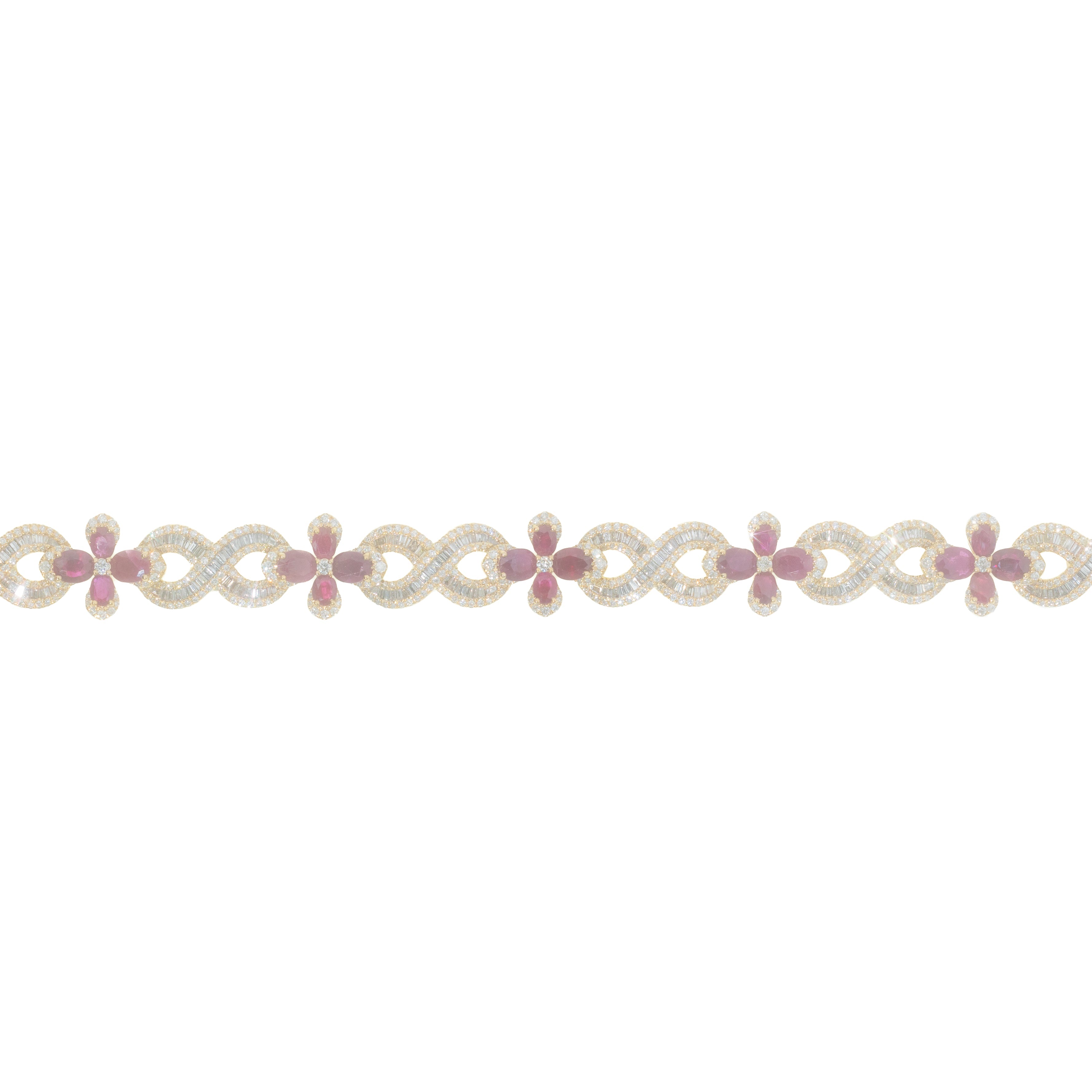Infinity Link Bracelet With Diamond's Ruby's & Baguette's